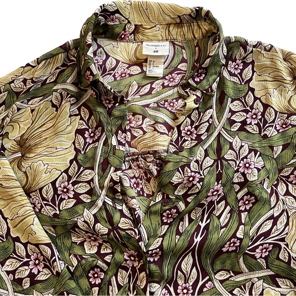 floral chiffon morris & co x h&m collab button up - Picture 3 of 4